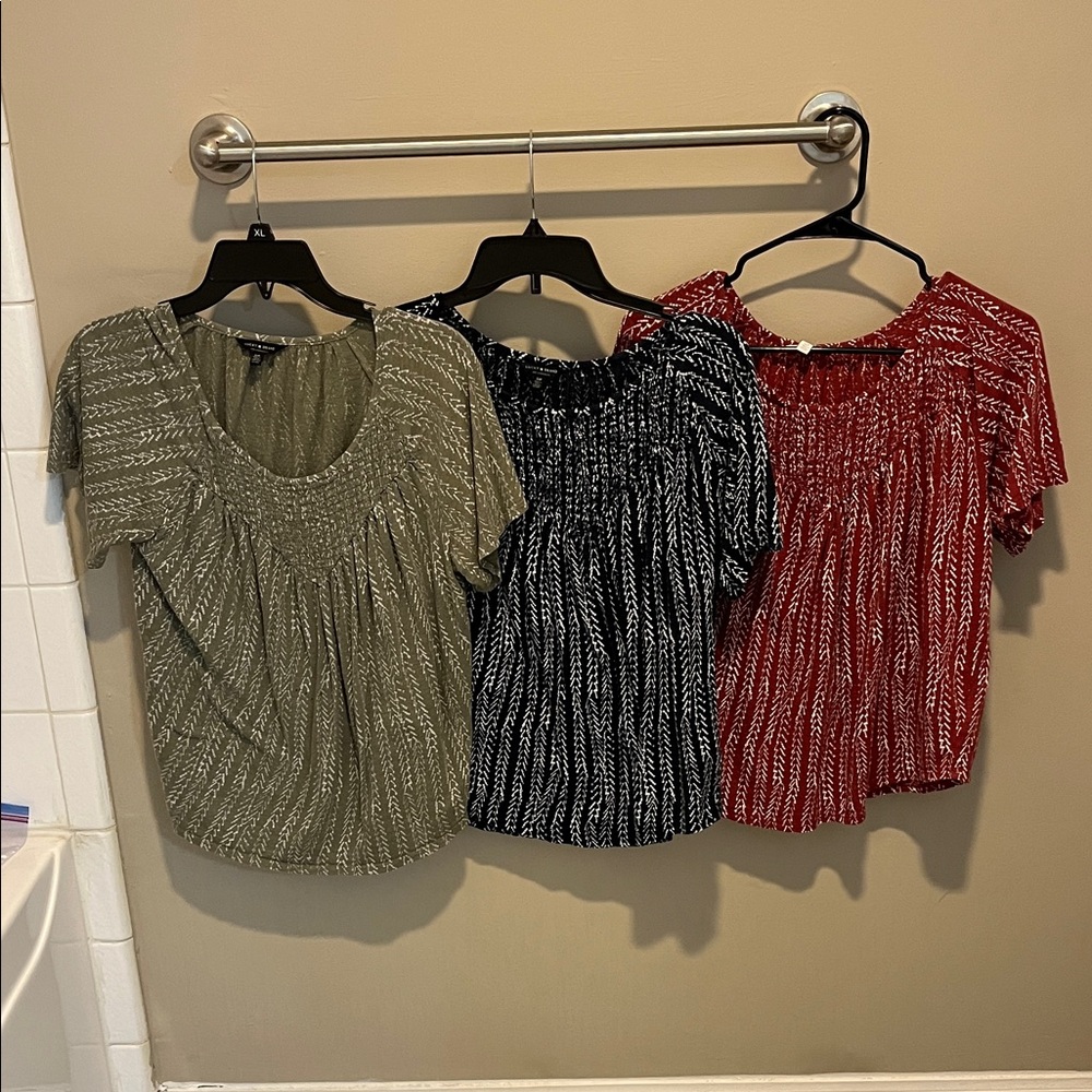 Lucky Brand Women's Smocked Blouses - Olive, Blue, Red
